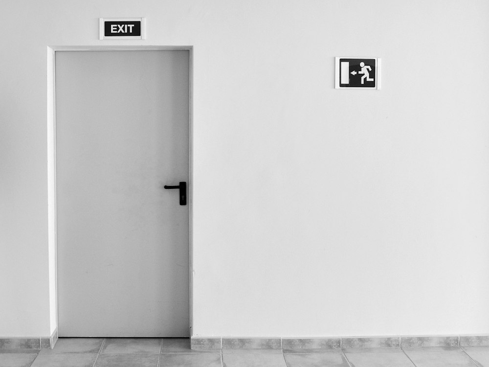 Steel fire exit door with exit signage