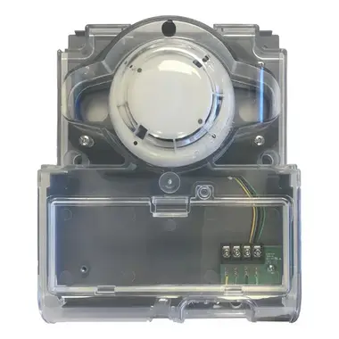DH-100-A — Analog duct smoke detector with ALN-DH photoelectric head, UL 268A, low-flow 100 FPM listed, with smoke test port.